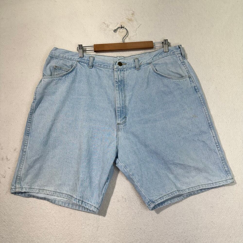Wrangler Light Blue Washed Finish Denim Jean Shorts Jorts USA 90s VTG Size 42